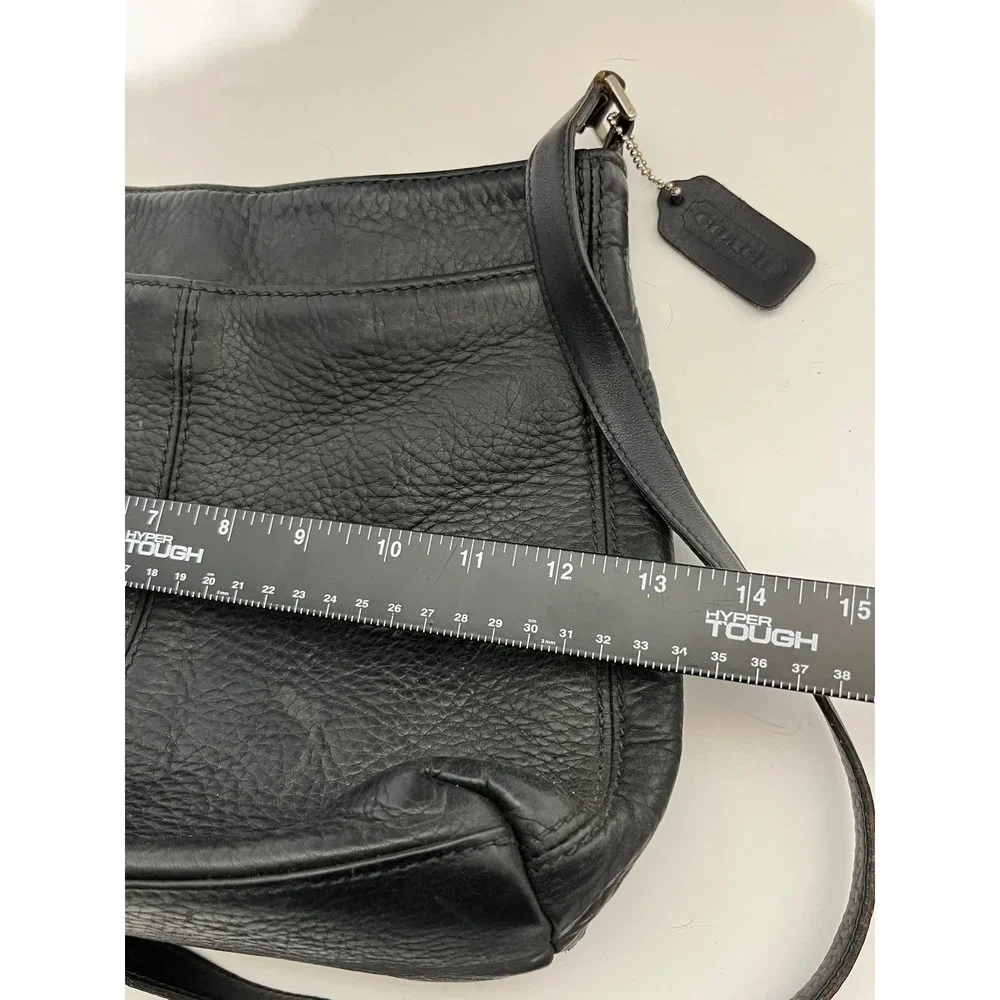 Coach Black Pebbled Leather Crossbody Bag Silver Hardware Vintage Messenger